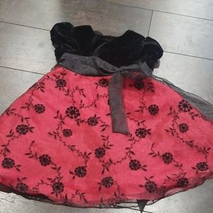 Toddler Christmas Dress black deep red velvet 2T